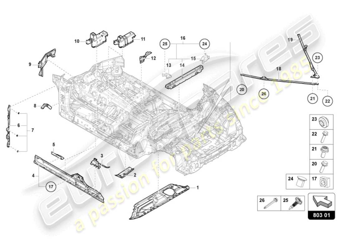 Lamborghini Urus (2021) DESSOUS DE CAISSE Diagramme de pièce