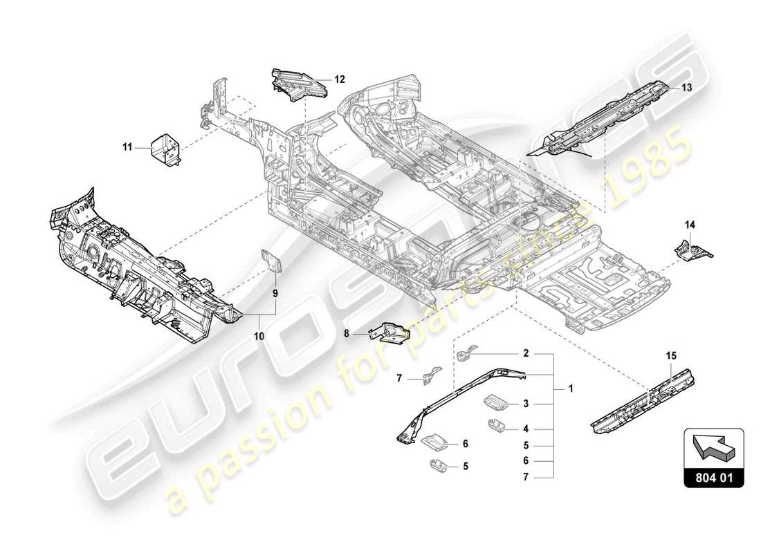 Lamborghini Urus (2021) DESSOUS DE CAISSE Diagramme de pièce