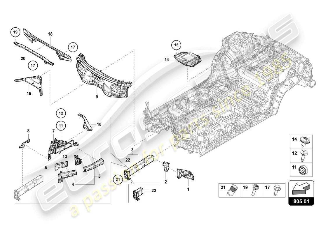 Lamborghini Urus (2021) SOUS-CAISSE AVANT Diagramme de pièce