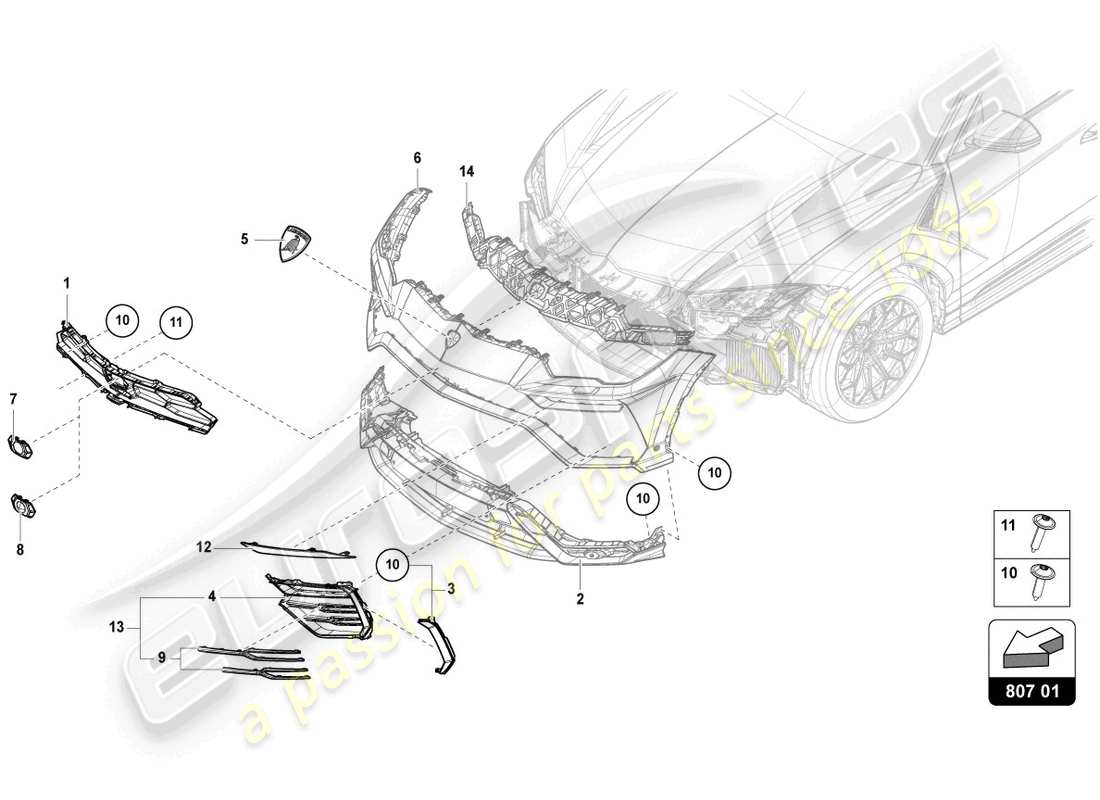 Lamborghini Urus (2021) INSERT POUR PARE-CHOCS AVANT Diagramme de pièce
