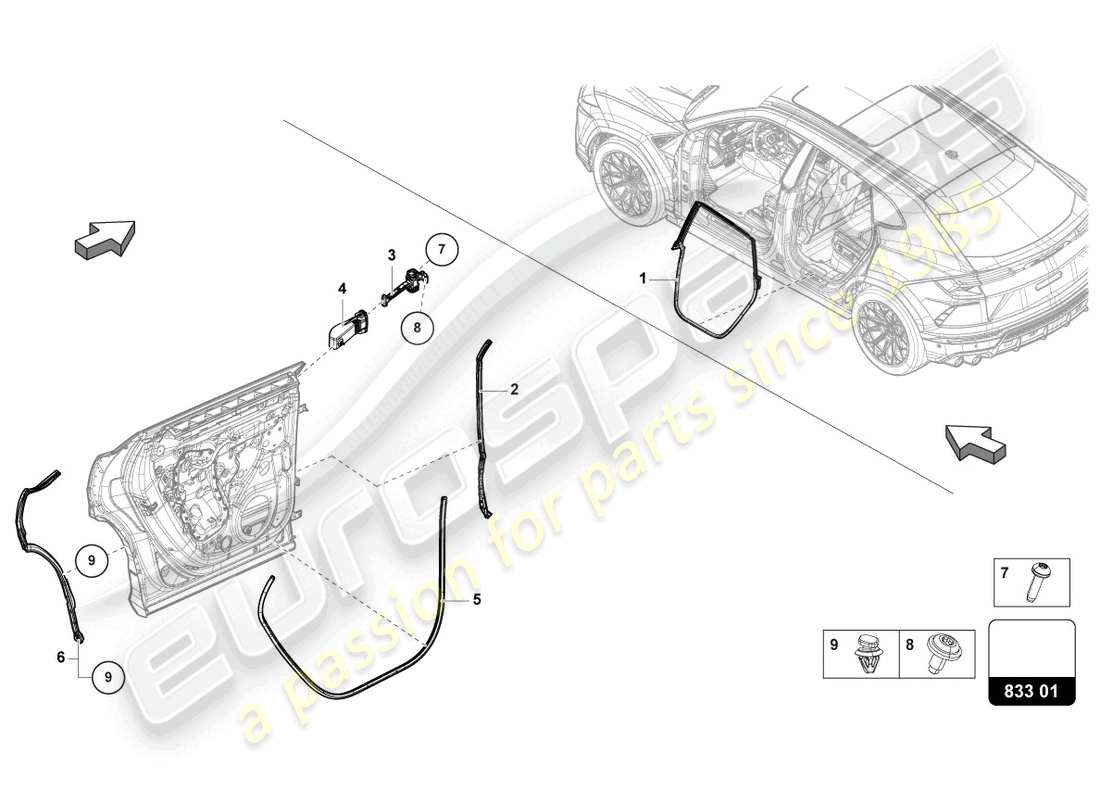 Lamborghini Urus (2021) JOINT DE PORTE ARRIÈRE Diagramme de pièce