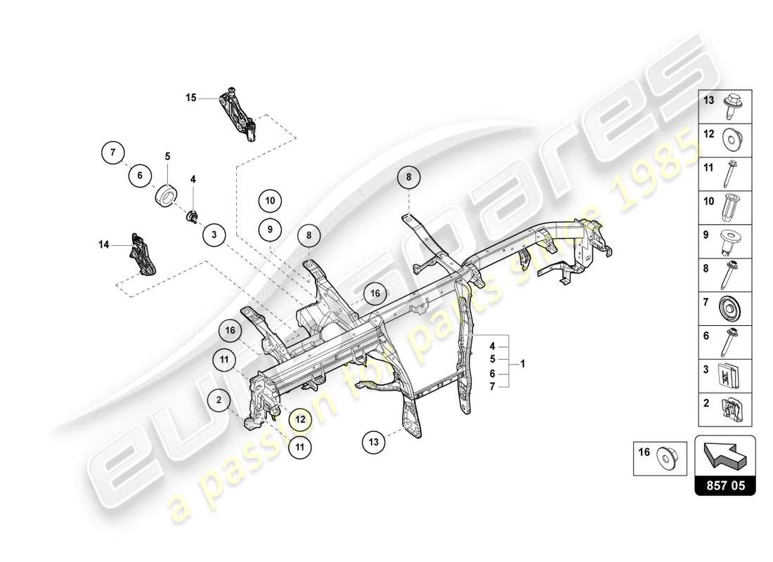 Lamborghini Urus (2021) TRAVERSE POUR TABLEAU DE BORD Diagramme de pièce