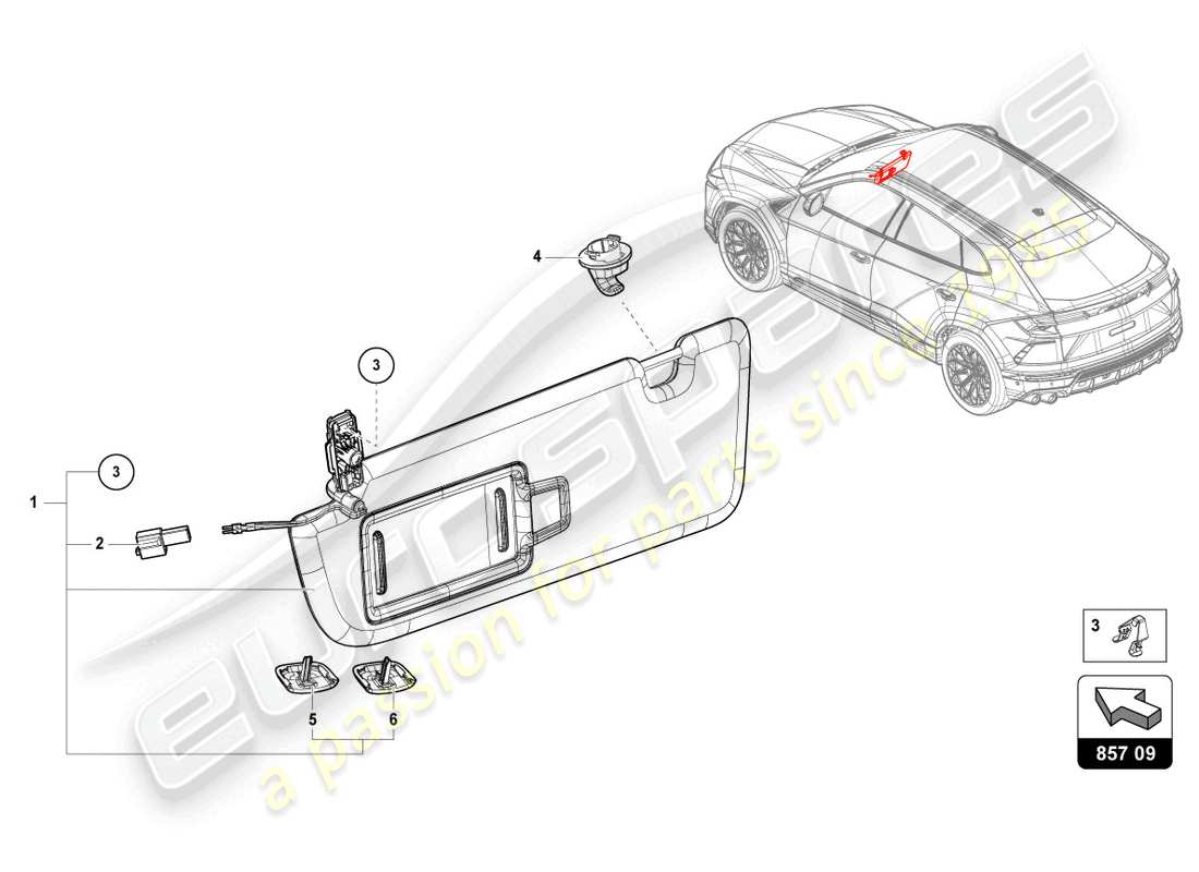 Lamborghini Urus (2021) VISIÈRE Diagramme de pièce