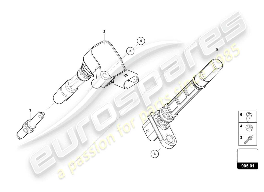 Lamborghini Urus (2021) BOBINE D'ALLUMAGE AVEC CONNECTEUR DE BOUGIE Diagramme de pièce