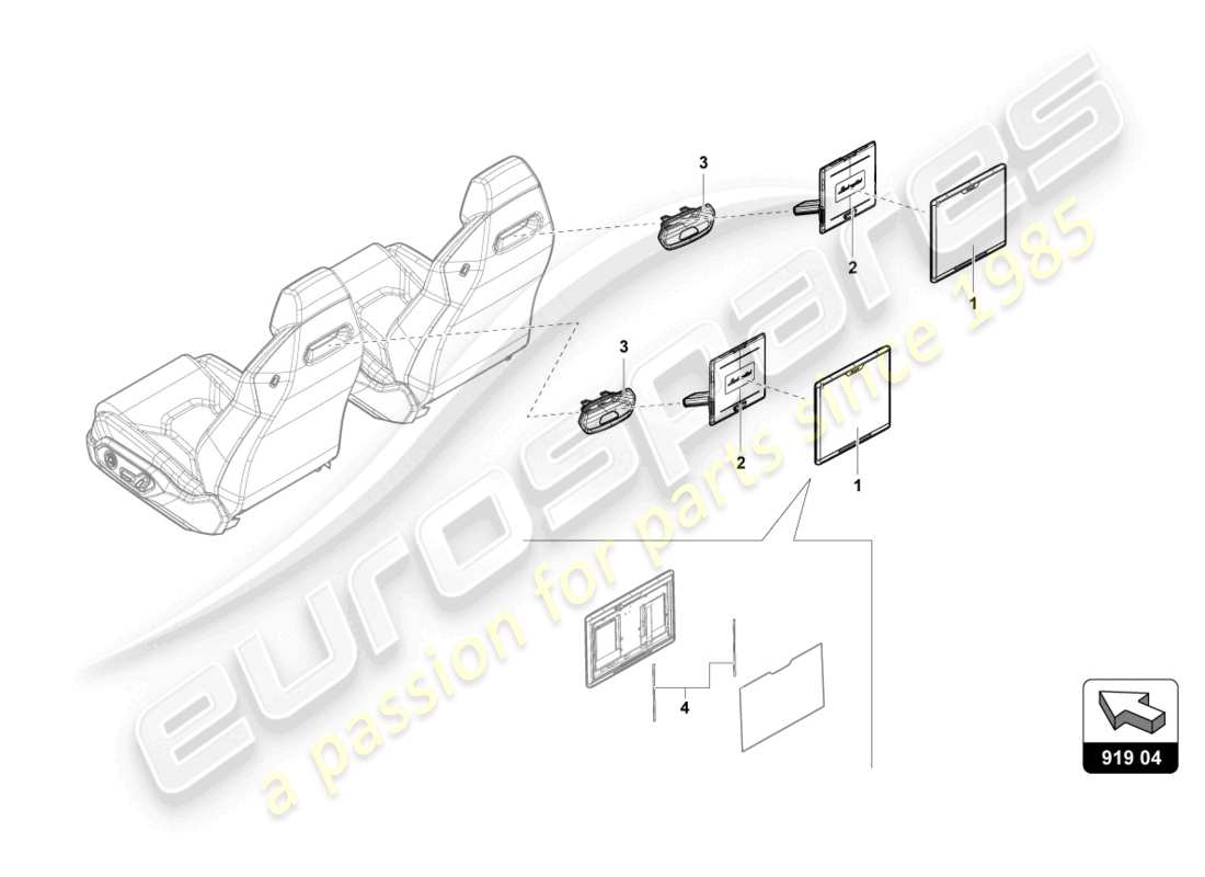 Lamborghini Urus (2021) PIÈCES ÉLECTRIQUES POUR INFODIVERTISSEMENT ARRIÈRE Diagramme de pièce