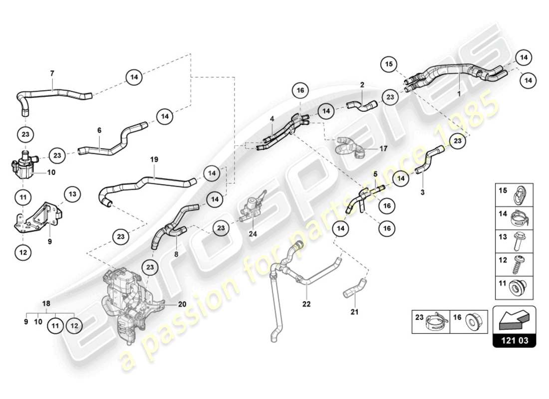 Lamborghini Urus (2019) TUYAU DE REFROIDISSEMENT Diagramme de pièce