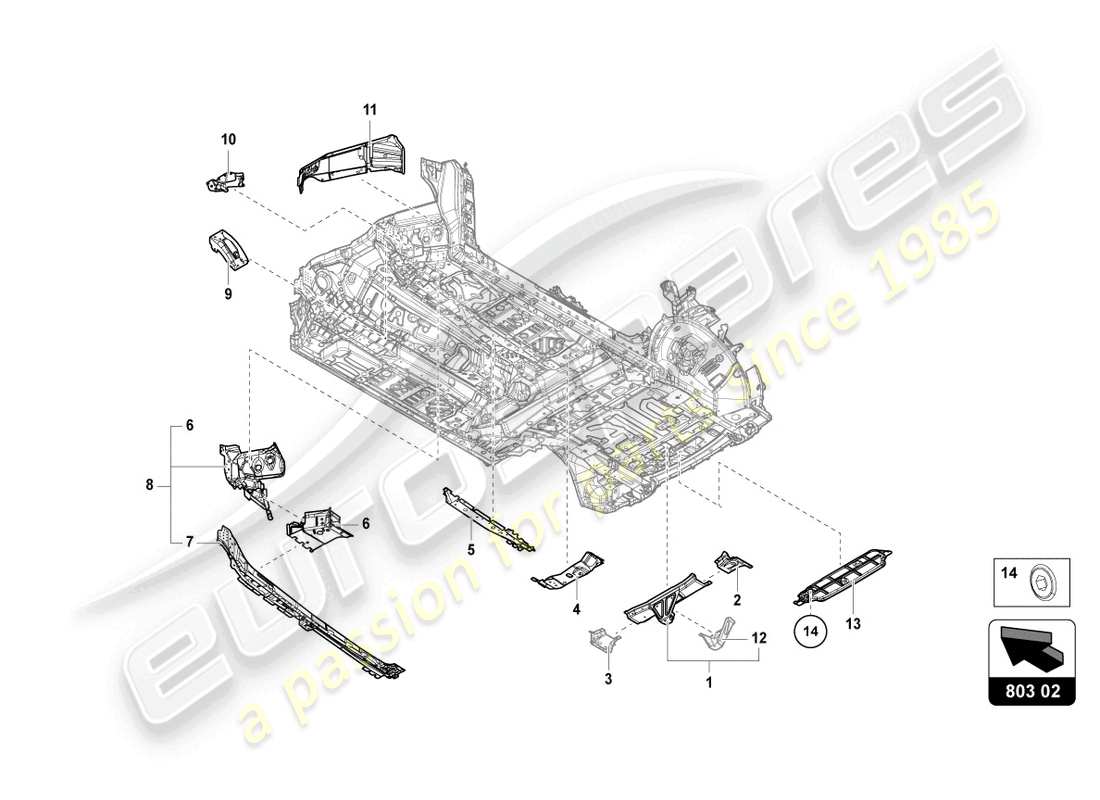 Lamborghini Urus (2019) DESSOUS DE CAISSE Diagramme de pièce