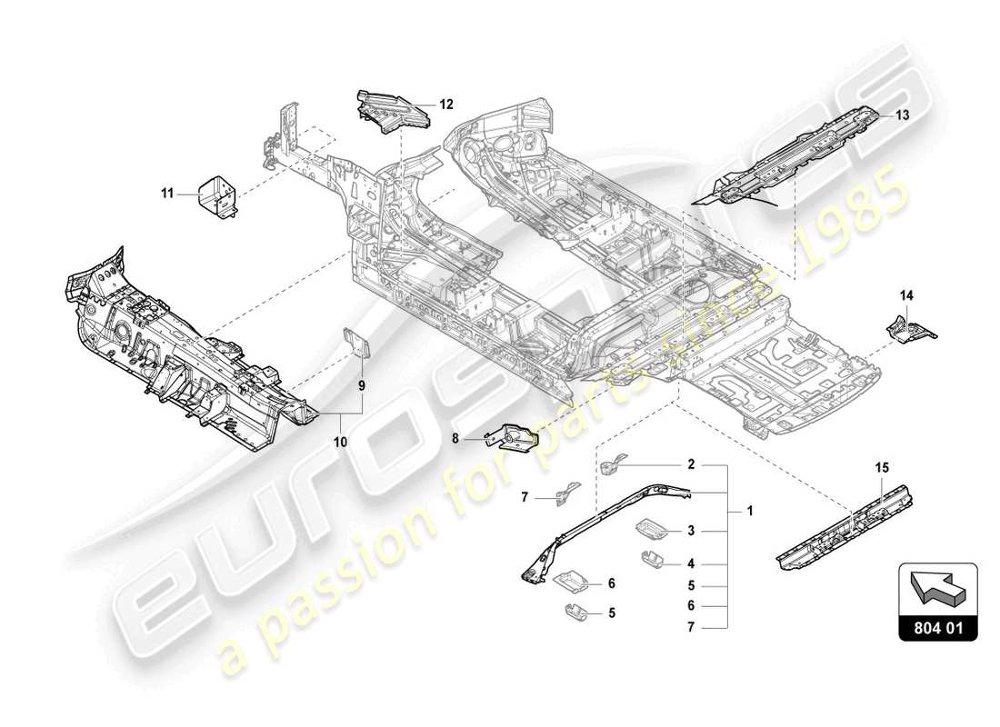 Lamborghini Urus (2019) DESSOUS DE CAISSE Diagramme de pièce