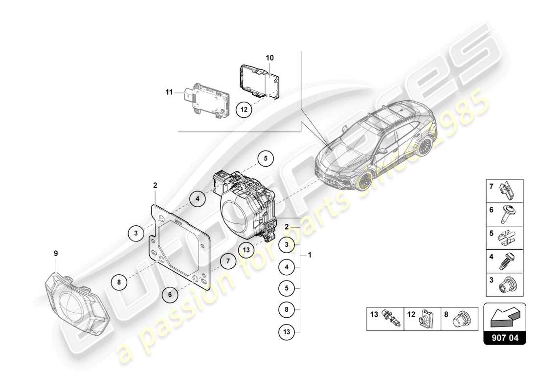 Lamborghini Urus (2019) CAPTEUR RADAR Diagramme de pièce