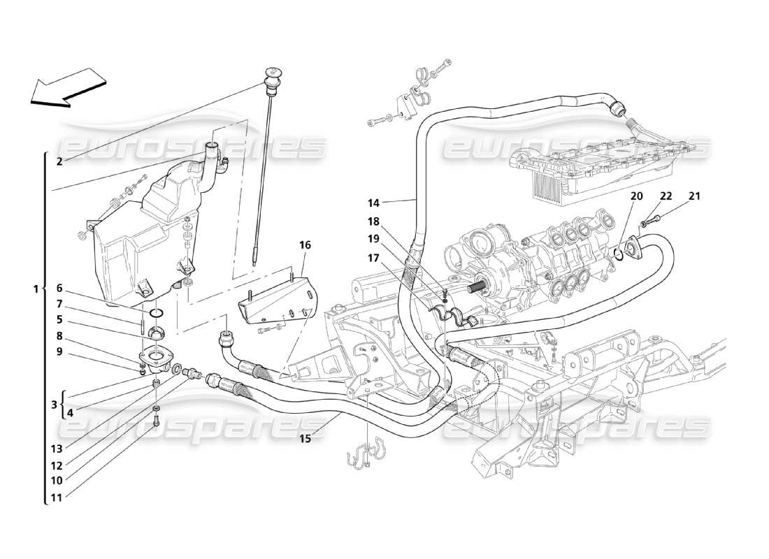 Maserati QTP. (2003) 4.2 Lubrification : tuyauterie et récupération Diagramme de pièce
