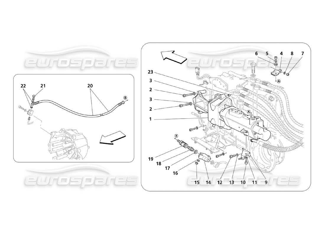 Maserati QTP. (2003) 4.2 Commandes hydrauliques pour F1 boîte de vitesses Diagramme de pièce