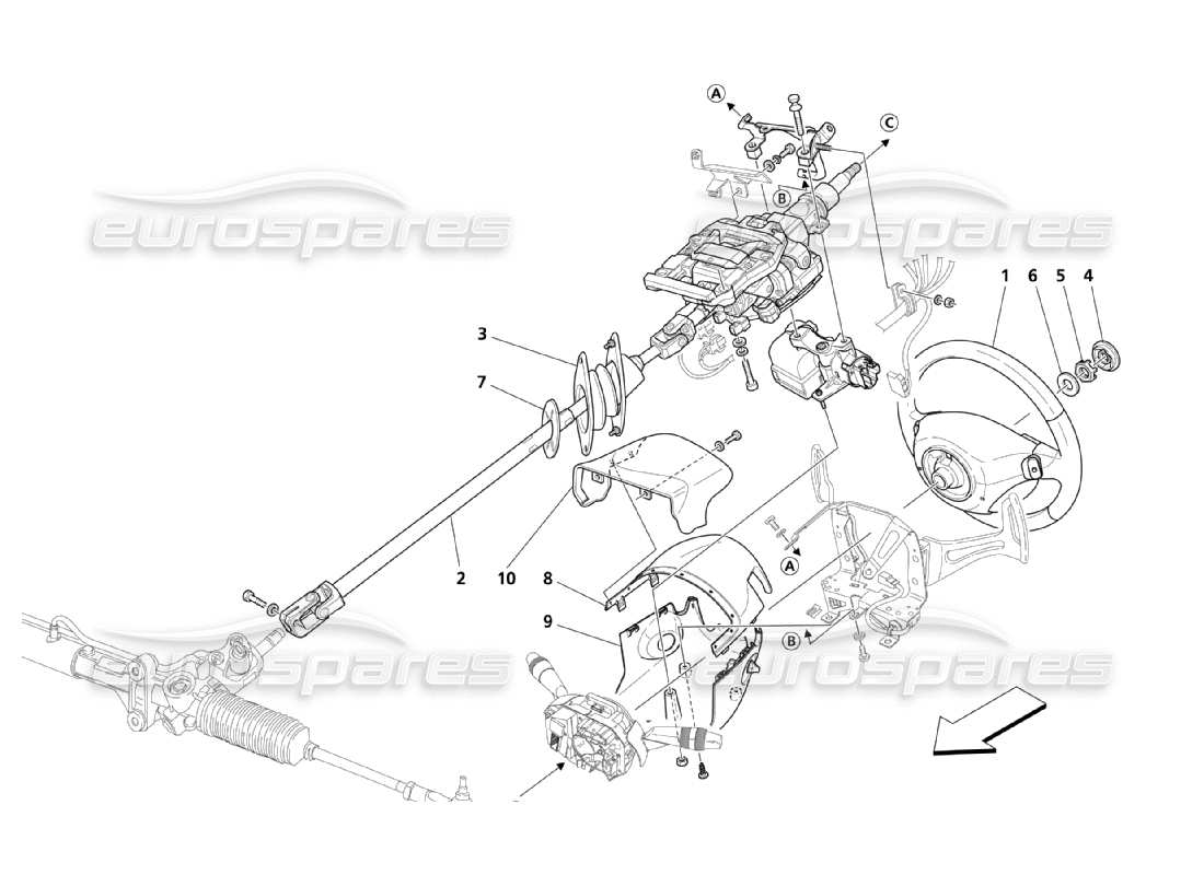 Maserati QTP. (2003) 4.2 Groupe arbre et volant Diagramme de pièce