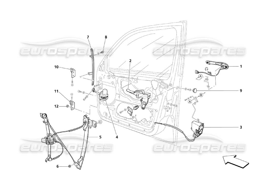 Maserati QTP. (2003) 4.2 Portes d'entrée : dispositifs de déplacement Diagramme de pièce