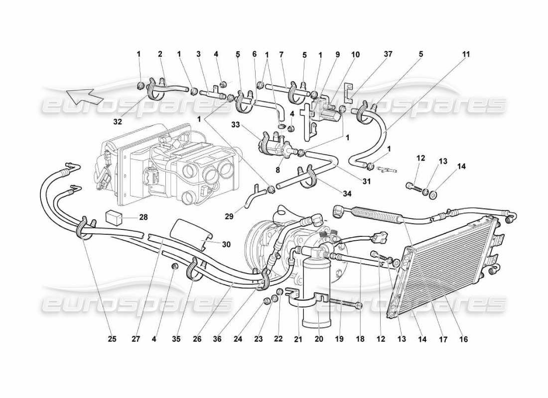 Lamborghini Murcielago LP670 Système de conditionnement d'air Diagramme de pièce