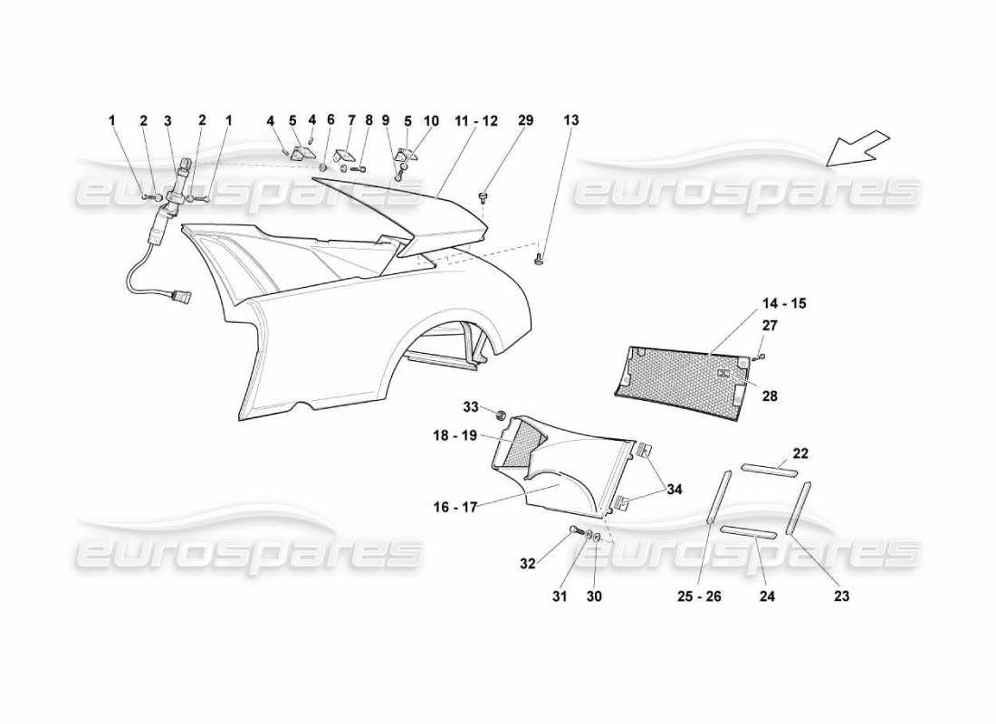 Lamborghini Murcielago LP670 Prise d'air Diagramme de pièce