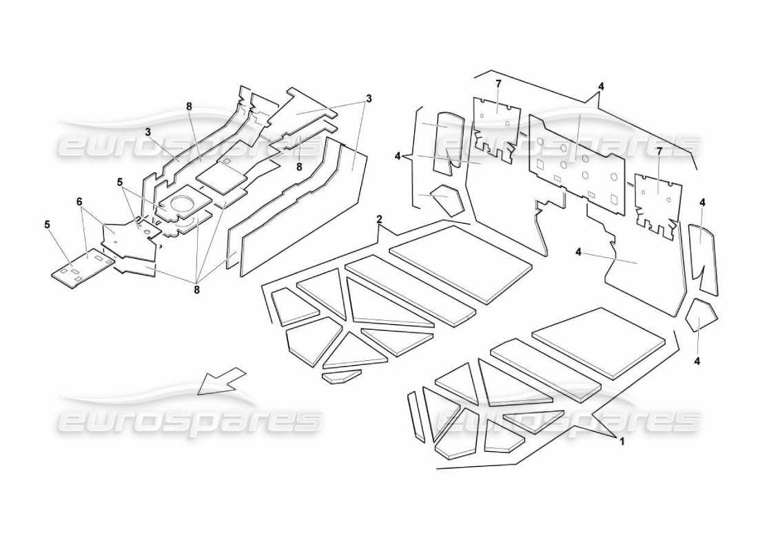 Lamborghini Murcielago LP670 Isolations Et Insonorisation Diagramme de pièce