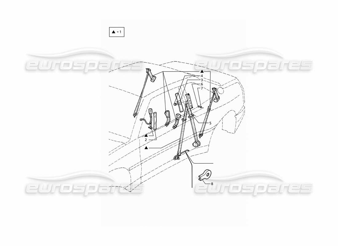 Maserati Ghibli 2.8 GT (Variante) La ceinture de sécurité Schéma des pièces