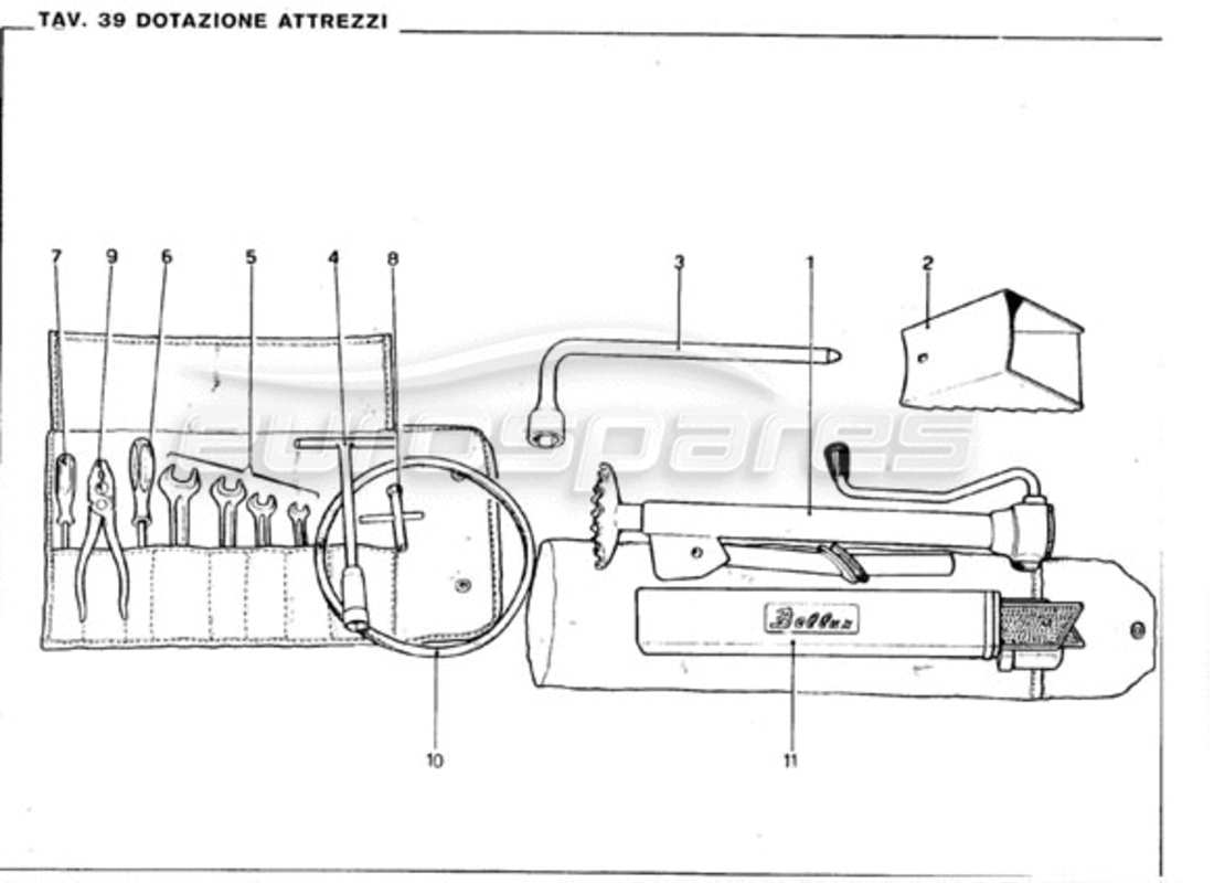 Ferrari 246 GT Series 1 Trousse à outils Schéma des pièces