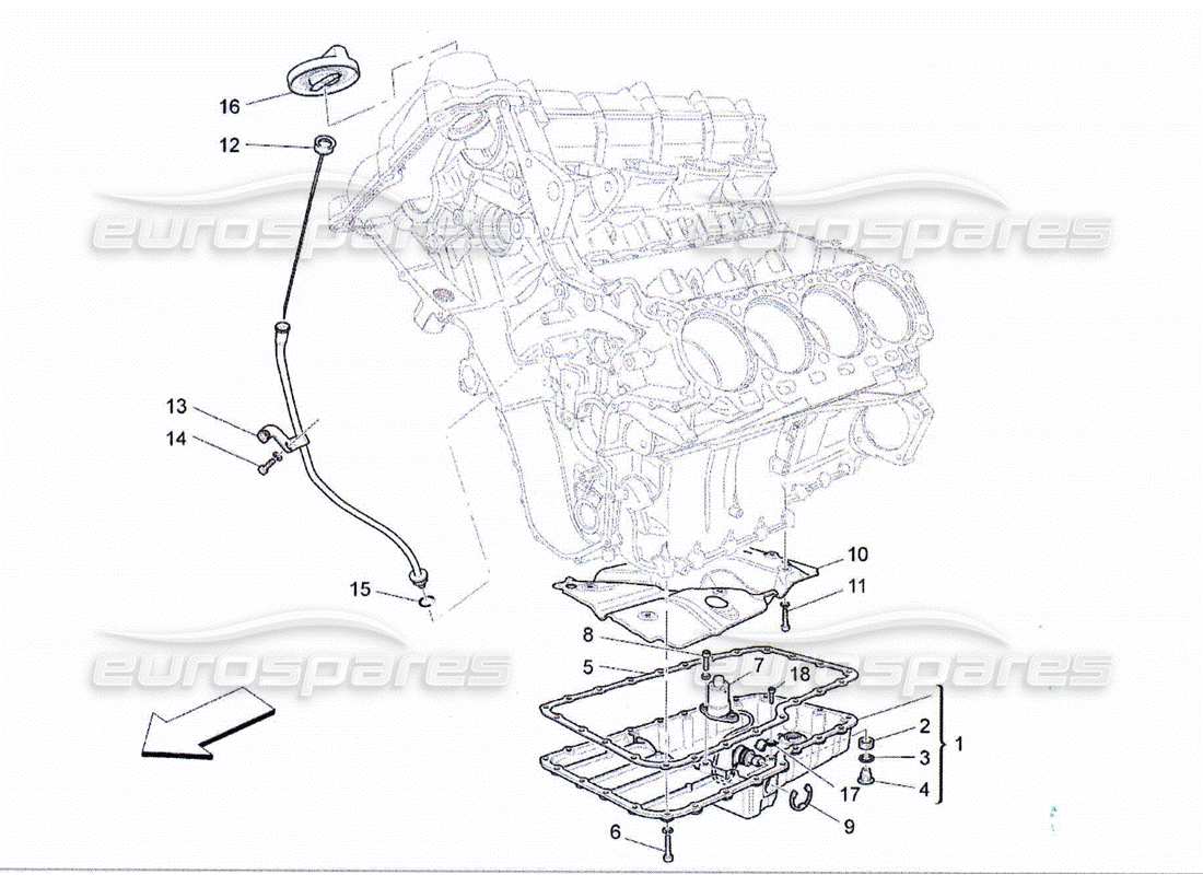 Maserati QTP. (2010) 4.2 système de lubrification : circuit et collecte Diagramme de pièce