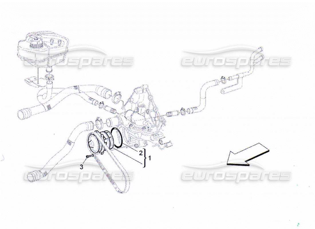 Maserati QTP. (2010) 4.2 système de refroidissement : pompe à eau Diagramme de pièce