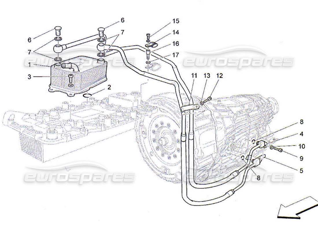 Maserati QTP. (2010) 4.2 lubrification et refroidissement de l'huile de boîte de vitesses Diagramme de pièce