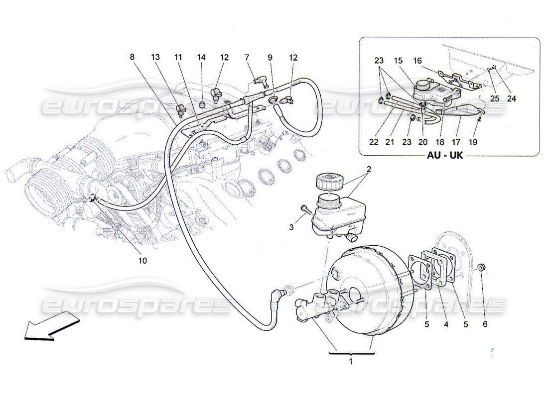 Maserati QTP. (2010) 4.2 système d'asservissement de freinage Diagramme de pièce