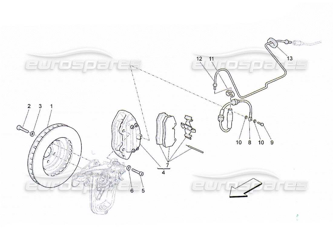 Maserati QTP. (2010) 4.2 dispositifs de freinage sur les roues avant Diagramme de pièce