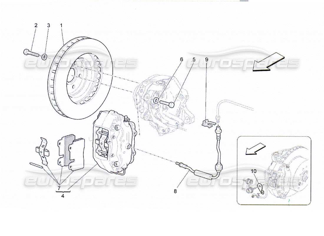 Maserati QTP. (2010) 4.2 dispositifs de freinage sur les roues arrière Diagramme de pièce