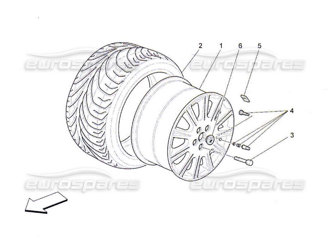 Maserati QTP. (2010) 4.2 roues et pneus Diagramme de pièce