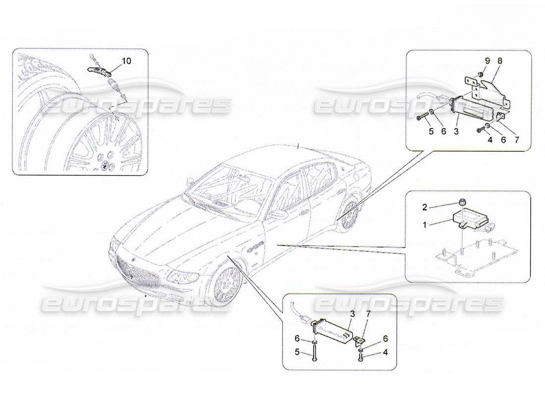 Maserati QTP. (2010) 4.2 SYSTÈME DE SURVEILLANCE DE LA PRESSION DES PNEUS Diagramme de pièce