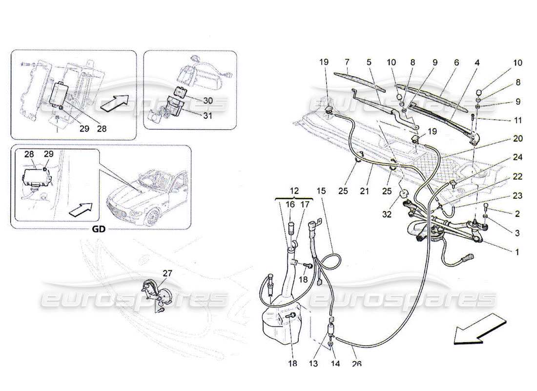 Maserati QTP. (2010) 4.2 appareils externes du véhicule Diagramme de pièce