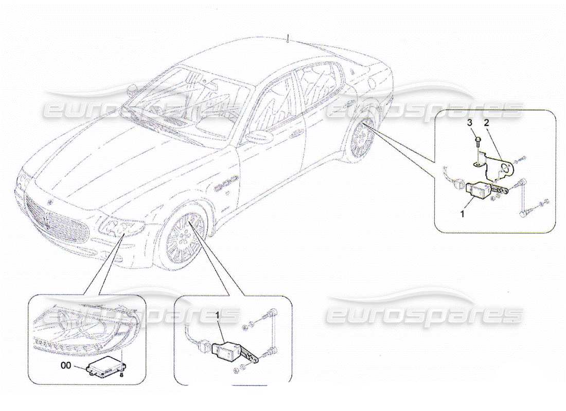 Maserati QTP. (2010) 4.2 contrôle du système d'éclairage Diagramme de pièce