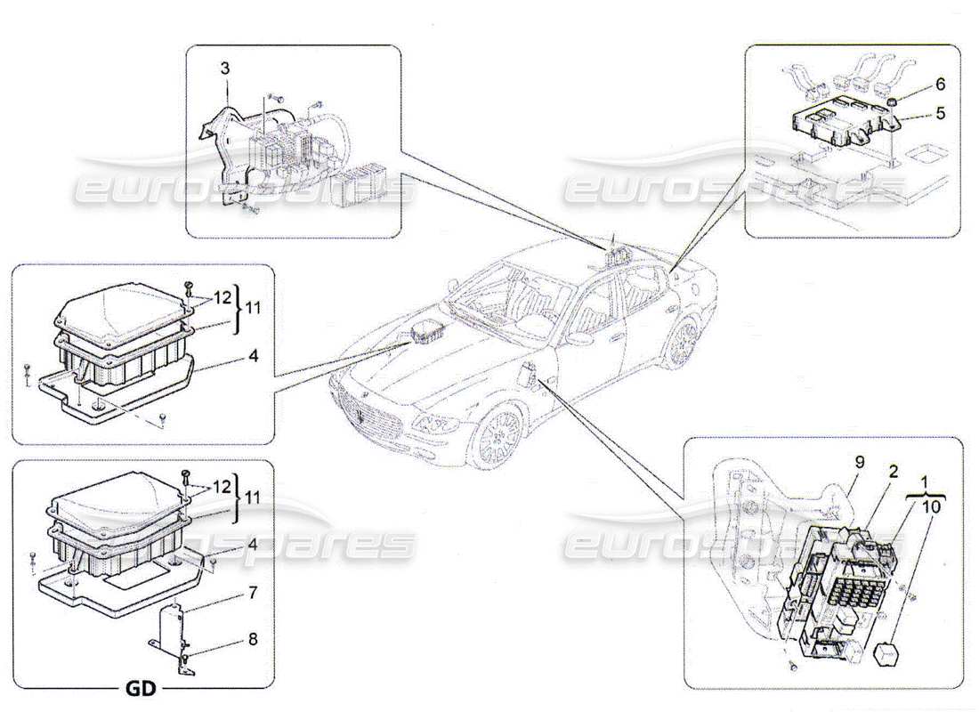 Maserati QTP. (2010) 4.2 RELAIS, FUSIBLES ET BOITES Diagramme de pièce