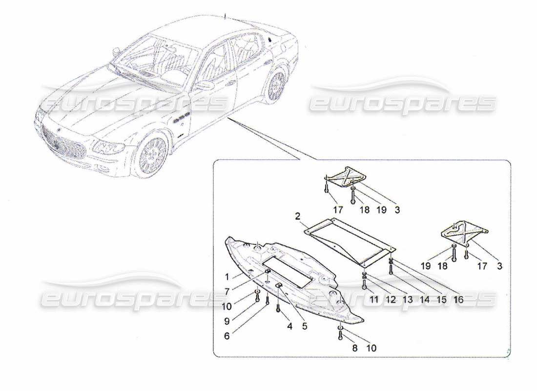 Maserati QTP. (2010) 4.2 PROTECTION SOUS-CASSE ET SOUS-PLANCHER Diagramme de pièce