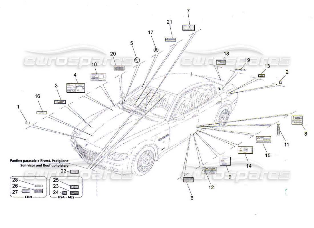 Maserati QTP. (2010) 4.2 AUTOCOLLANTS ET ÉTIQUETTES Diagramme de pièce