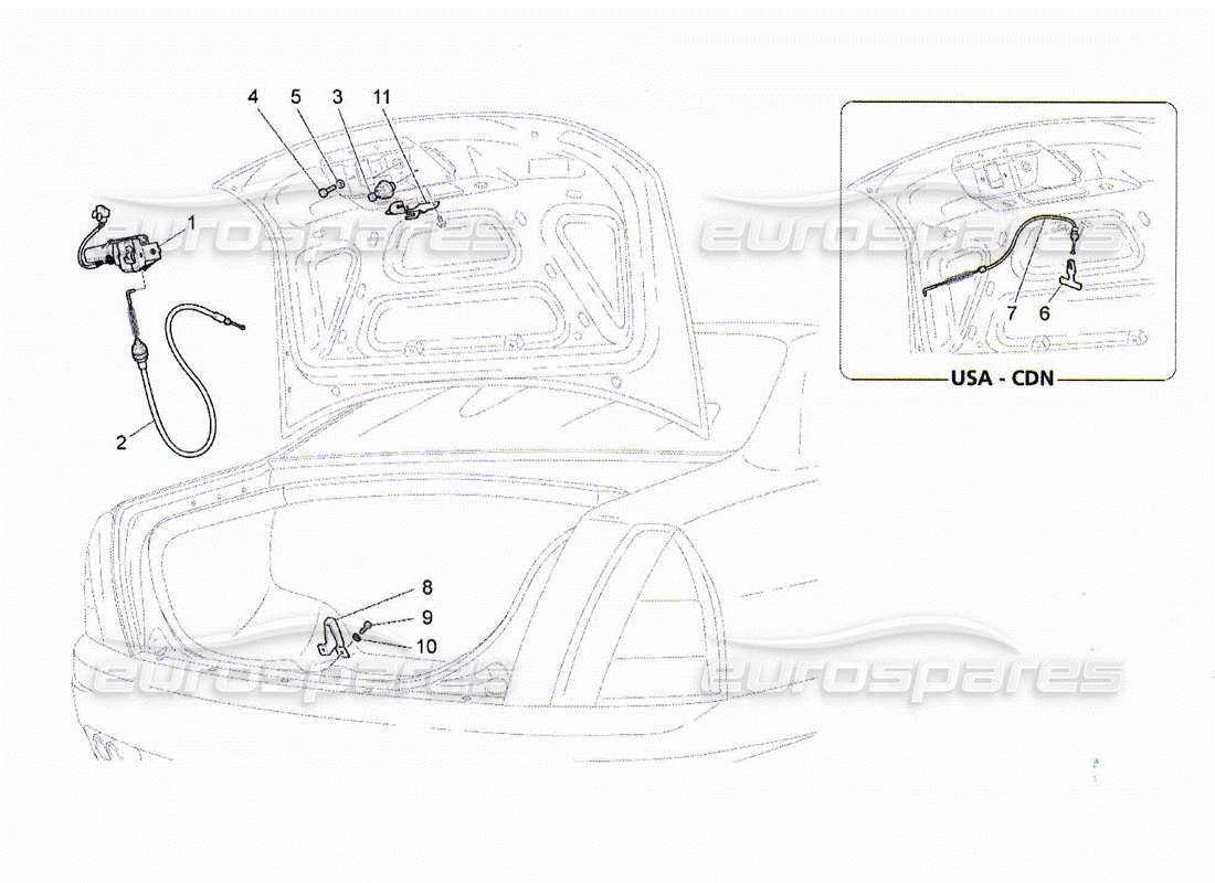 Maserati QTP. (2010) 4.2 commande d'ouverture du capot arrière Diagramme de pièce
