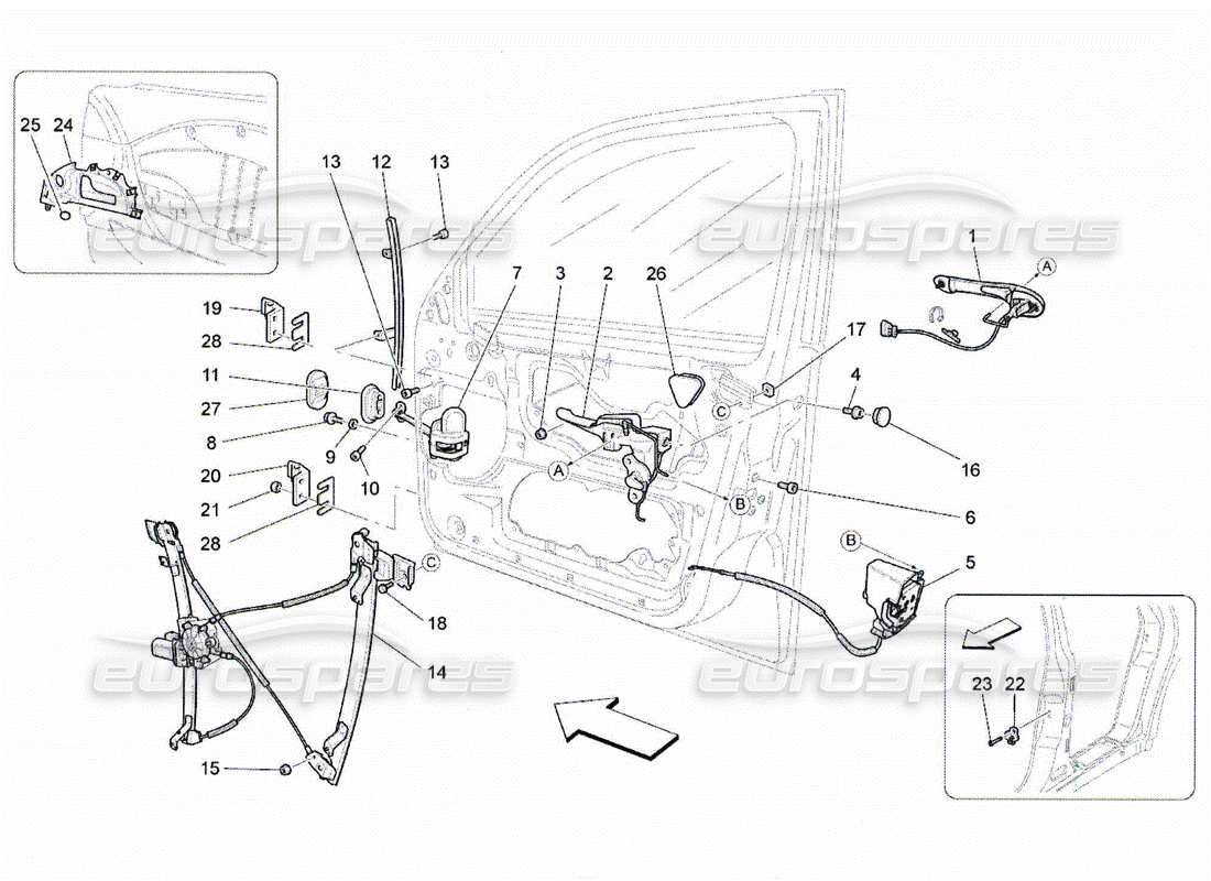 Maserati QTP. (2010) 4.2 portes d'entrée : mécanismes Diagramme de pièce