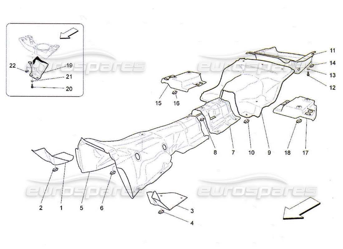 Maserati QTP. (2010) 4.2 Panneaux d'isolation thermique à l'intérieur du véhicule Diagramme de pièce