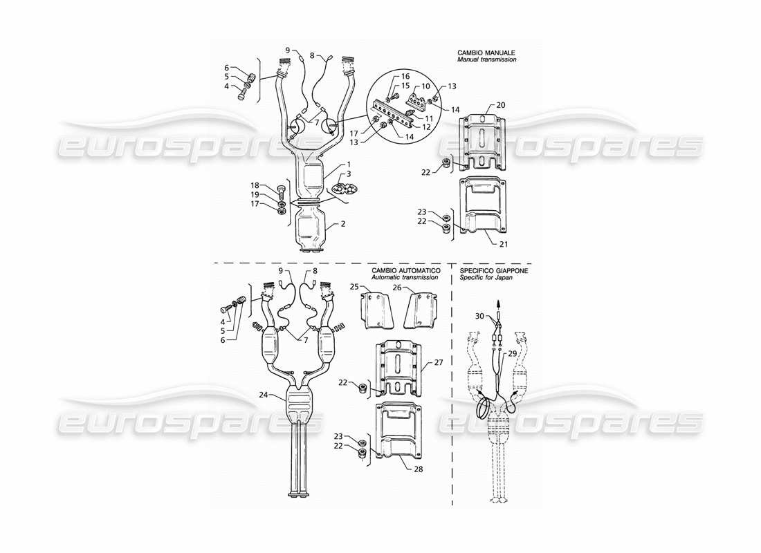 Maserati QTP V8 (1998) Système d'échappement avant Diagramme de pièce
