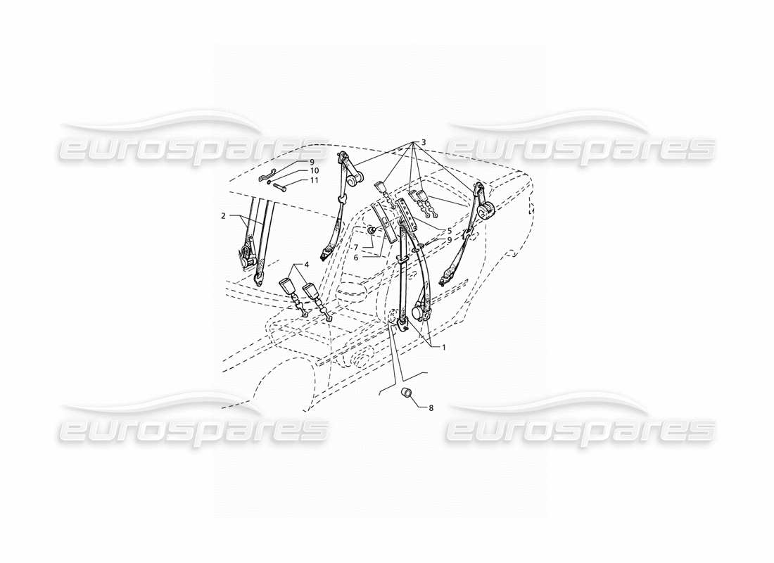 Maserati QTP V8 (1998) La ceinture de sécurité Diagramme de pièce
