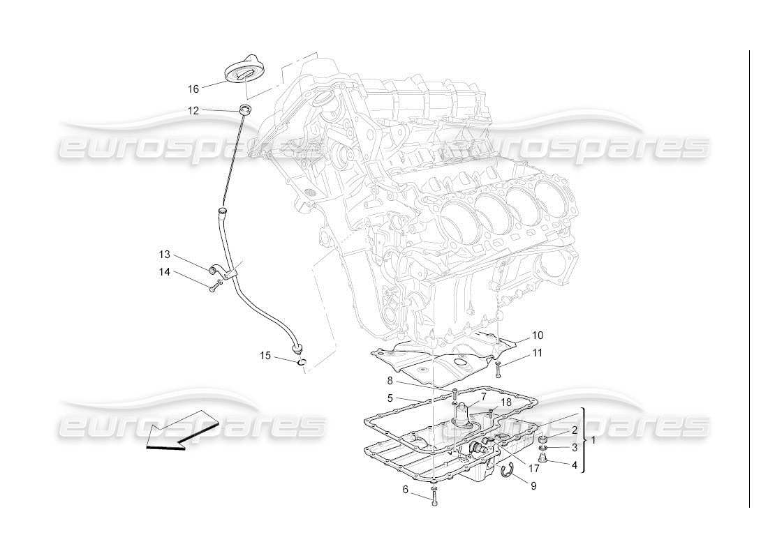 Maserati QTP. (2007) 4.2 auto système de lubrification : circuit et collecte Diagramme de pièce