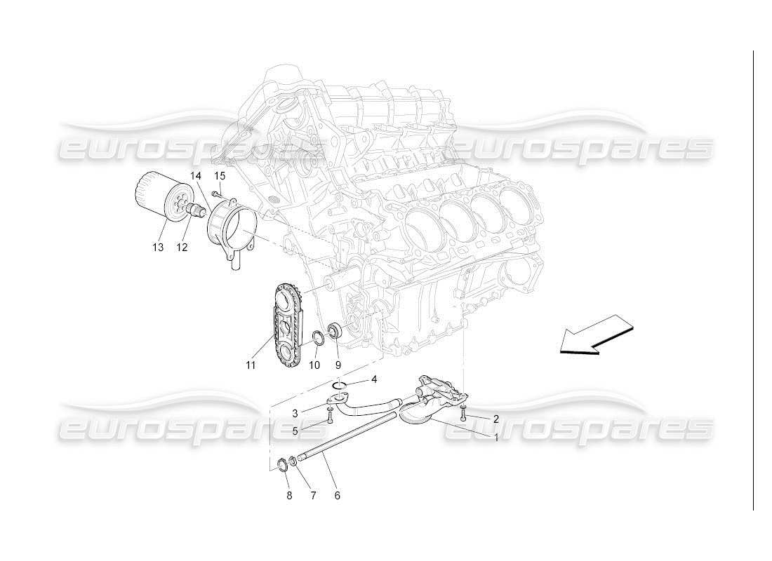 Maserati QTP. (2007) 4.2 auto système de lubrification : pompe et filtre Diagramme de pièce
