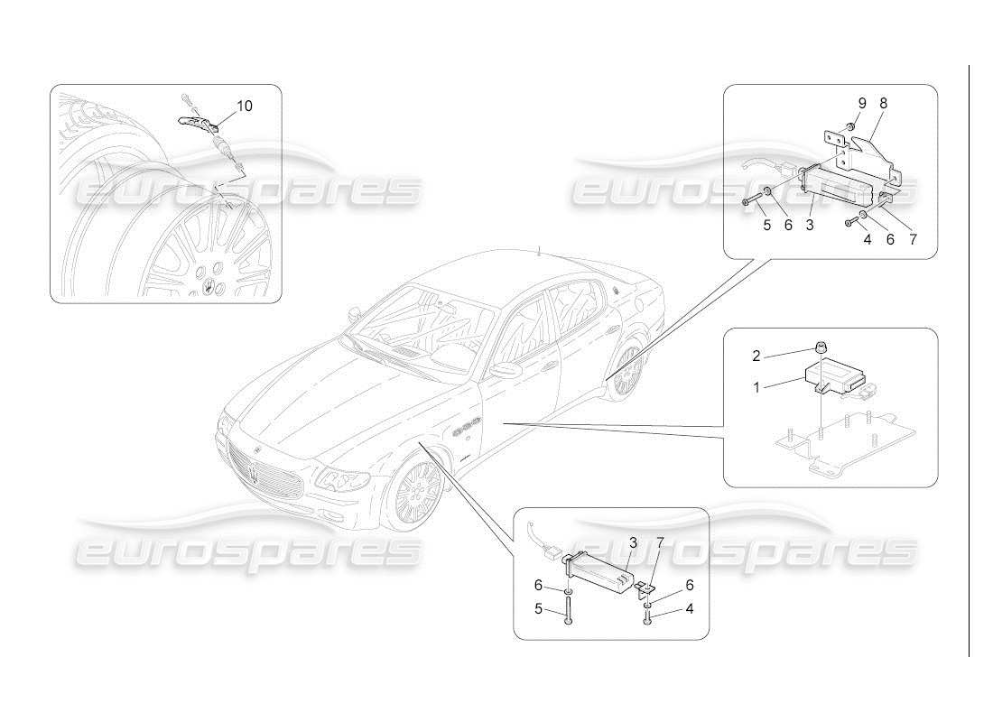 Maserati QTP. (2007) 4.2 auto SYSTÈME DE SURVEILLANCE DE LA PRESSION DES PNEUS Diagramme de pièce