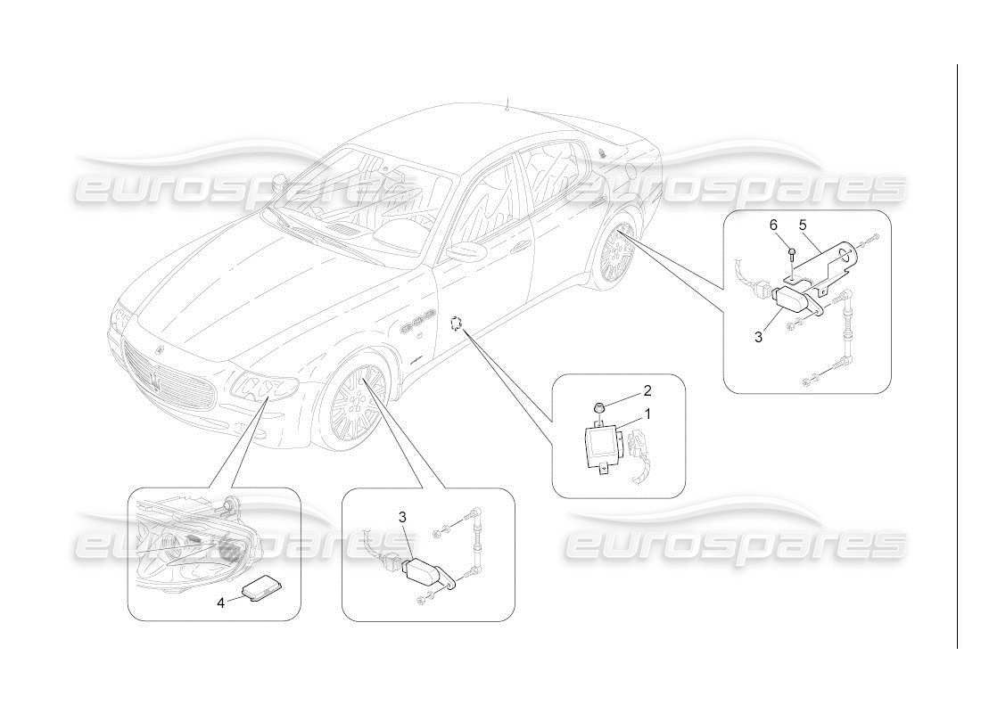 Maserati QTP. (2007) 4.2 auto contrôle du système d'éclairage Diagramme de pièce