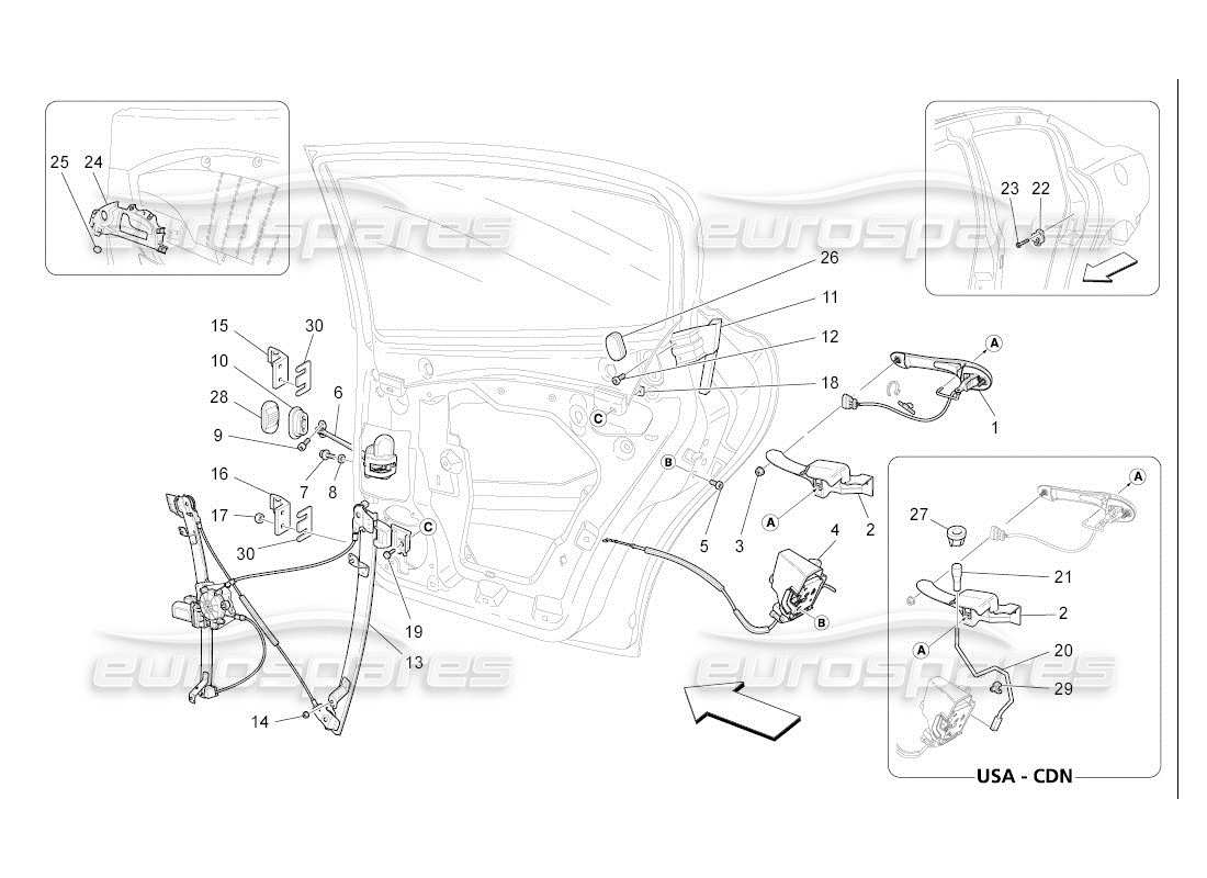 Maserati QTP. (2007) 4.2 auto portes arrière : mécanismes Diagramme de pièce