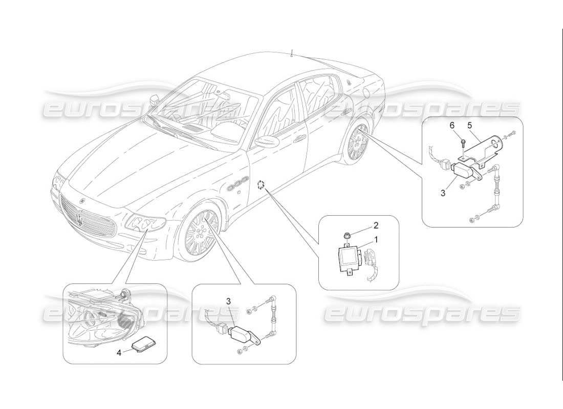 Maserati QTP. (2008) 4.2 auto contrôle du système d'éclairage Schéma des pièces