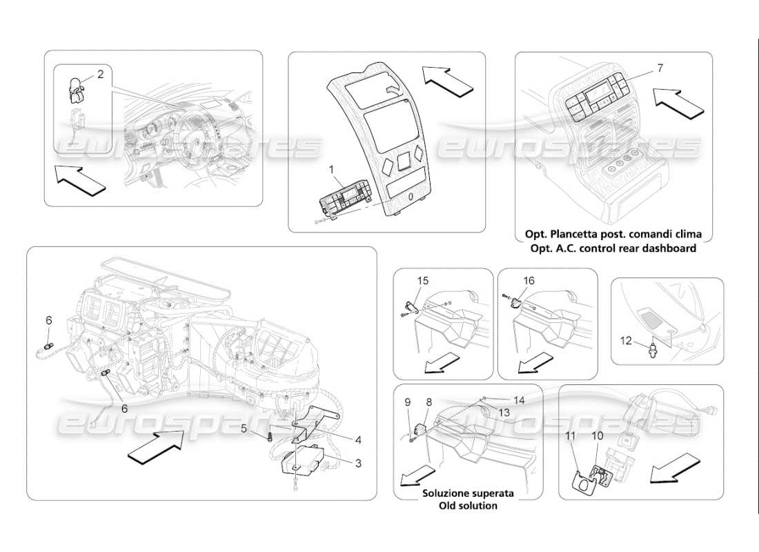 Maserati QTP. (2008) 4.2 auto Unité AC : contrôle électronique Diagramme de pièce