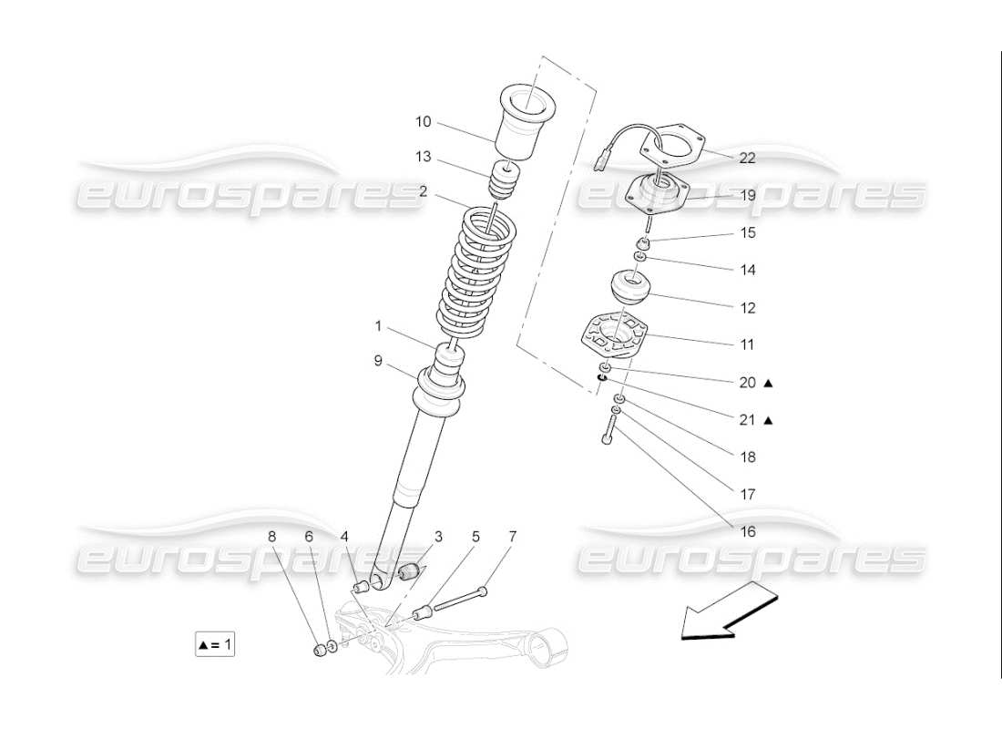 Maserati QTP. (2009) 4.2 auto dispositifs d'amortisseur avant Diagramme de pièce