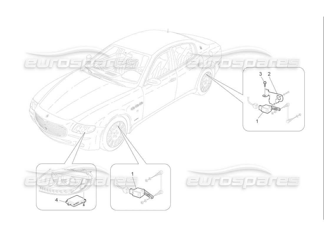 Maserati QTP. (2009) 4.2 auto contrôle du système d'éclairage Diagramme de pièce