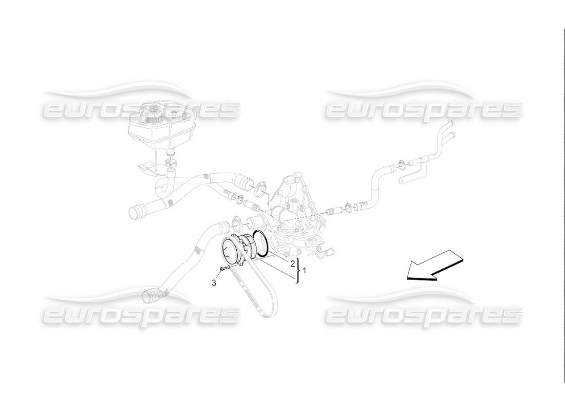 Maserati QTP. (2010) 4.7 auto système de refroidissement : pompe à eau Diagramme de pièce